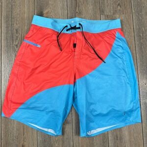 Driftline Original Drifties Board Shorts Lined Swim Coral Blue Mens Size 38